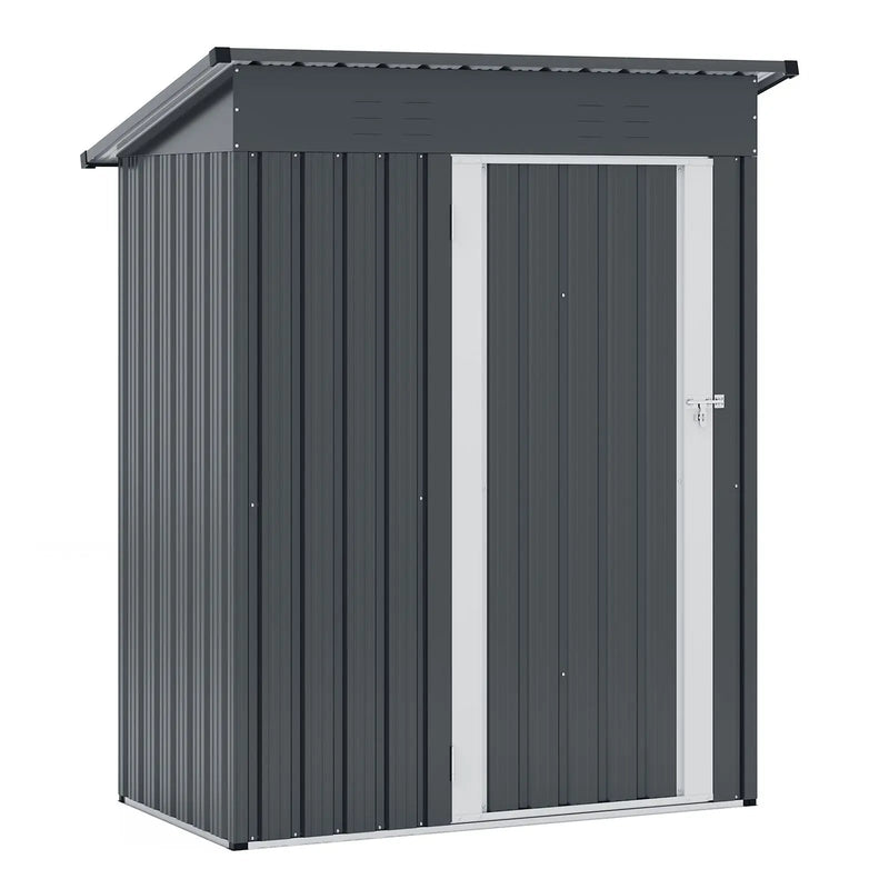 5 x 3 Feet Outdoor Storage Shed with Sloped Roof and Lockable Door-Gray by DirectDeals