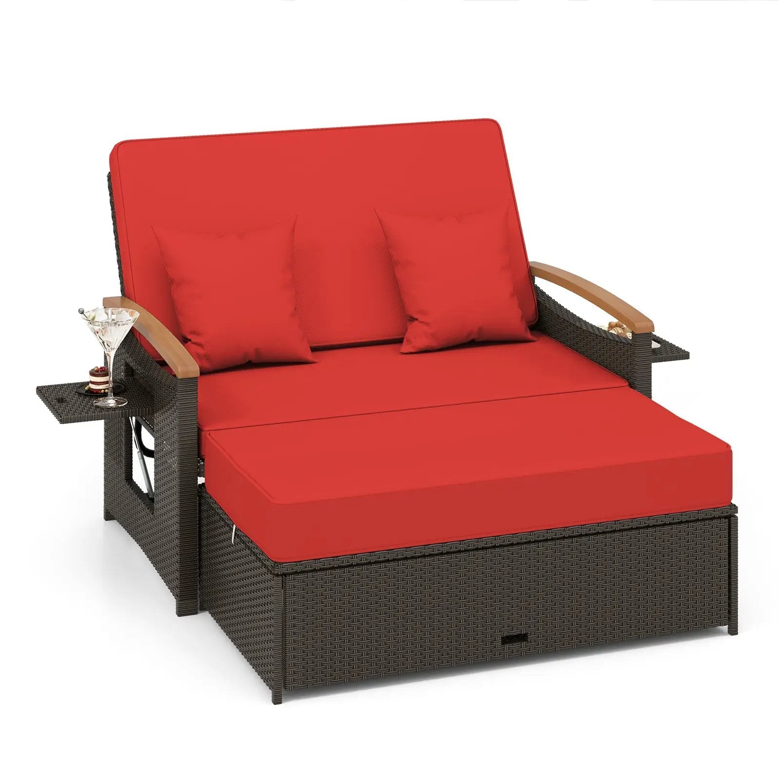 Outdoor Wicker Daybed with Folding Panels and Storage Ottoman by DirectDeals