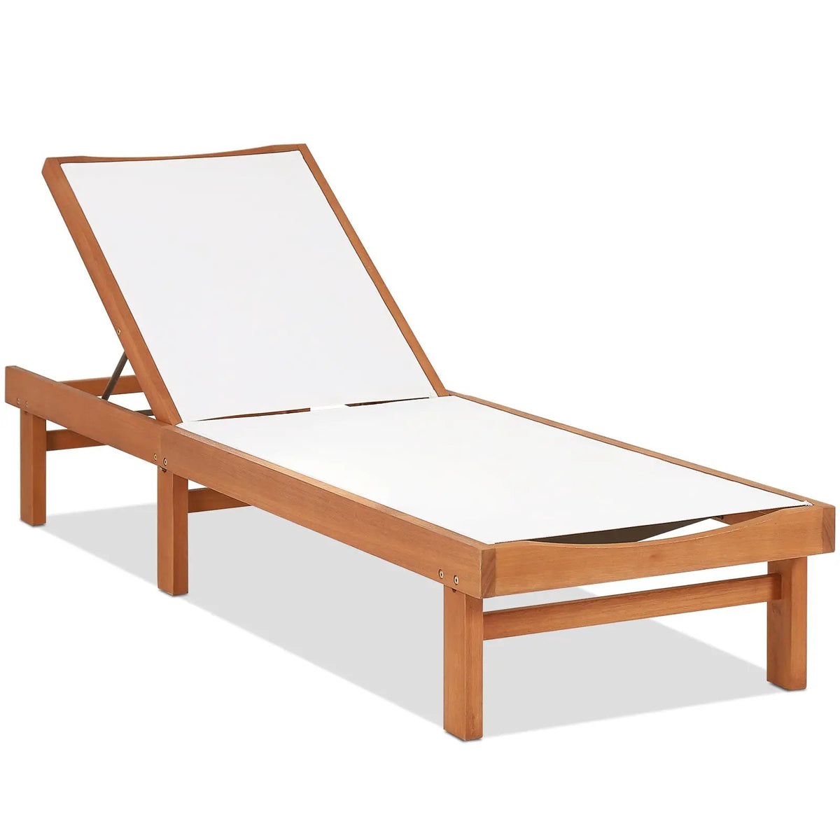 Outdoor Wood Chaise Lounge Chair with 5-Postion Adjustable Back by DirectDeals