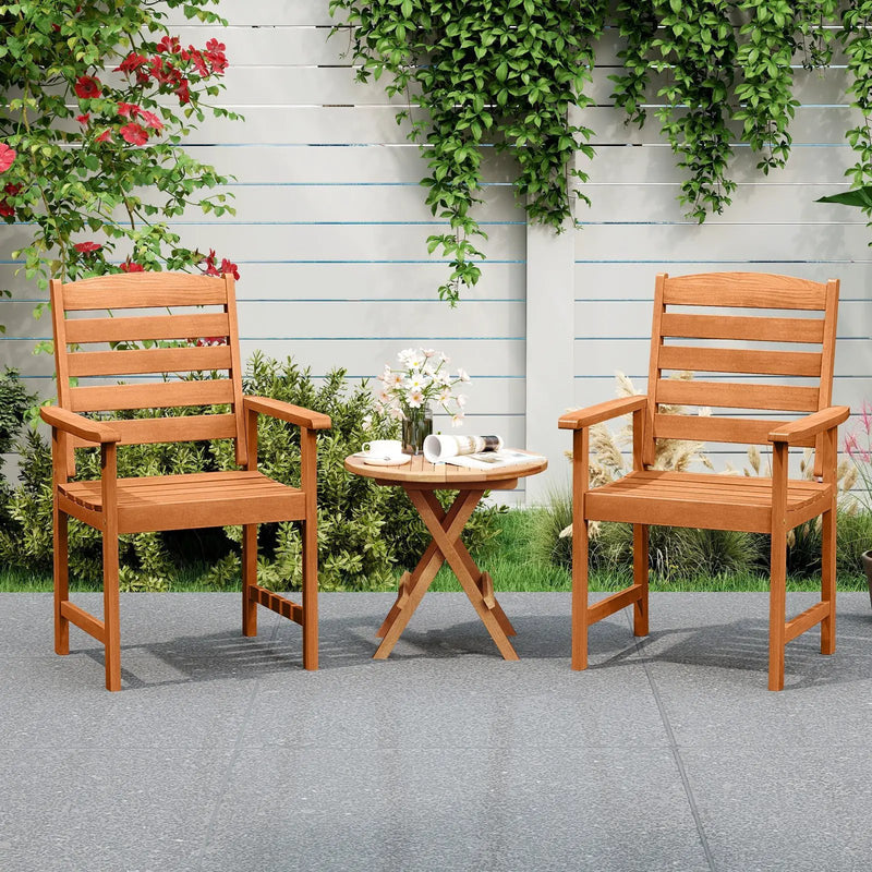 Outdoor Wooden Dining Chairs with Inclined Backrests and Slatted Seats by DirectDeals
