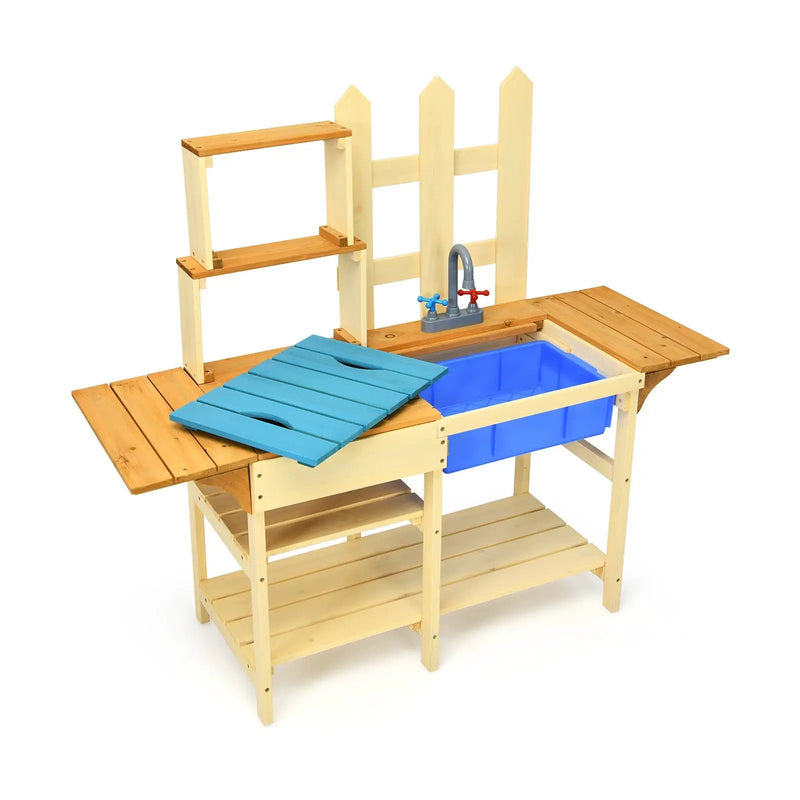 Kid's Outdoor Wooden Pretend Cook Kitchen Playset Toy by DirectDeals