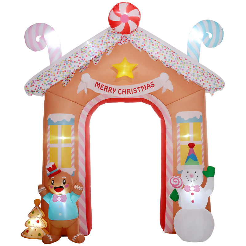 Outsunny 10FT Christmas Inflatable Gingerbread House Archway, Giant Christmas Inflatables, Huge Blow Up Christmas Decorations with LED Lights for Indoor, Outdoor, Yard, Party