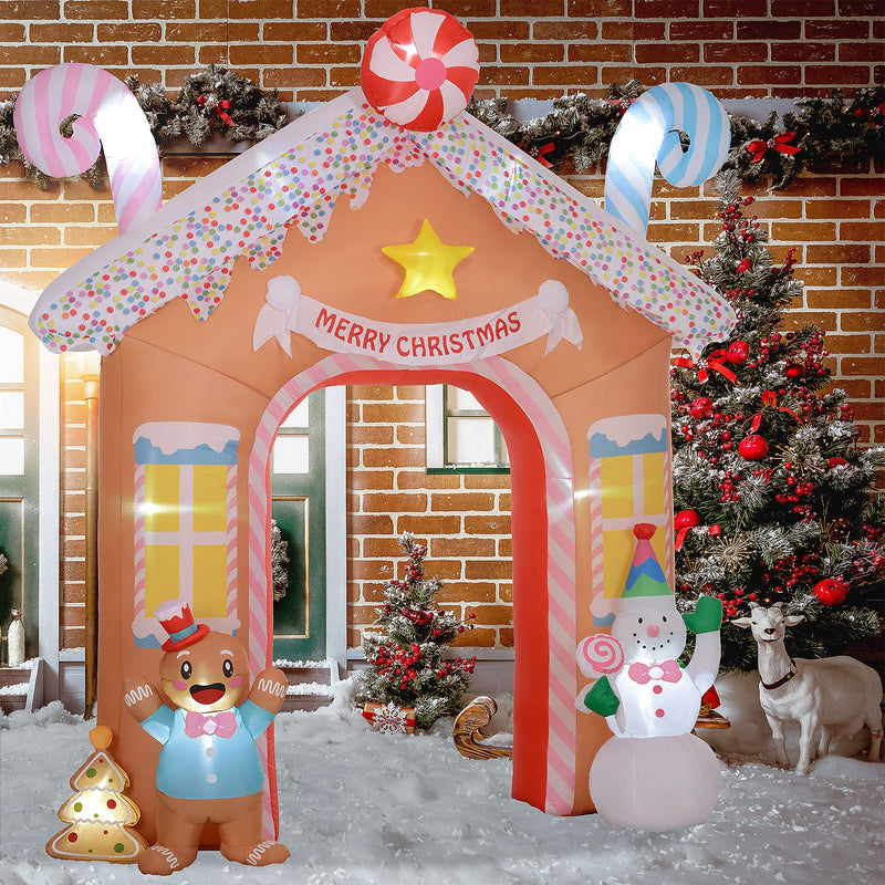 Outsunny 10FT Christmas Inflatable Gingerbread House Archway, Giant Christmas Inflatables, Huge Blow Up Christmas Decorations with LED Lights for Indoor, Outdoor, Yard, Party, photo 8 of 9