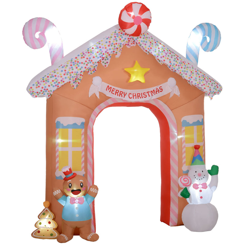 Outsunny 10FT Christmas Inflatable Gingerbread House Archway, Giant Christmas Inflatables, Huge Blow Up Christmas Decorations with LED Lights for Indoor, Outdoor, Yard, Party, photo 9 of 9