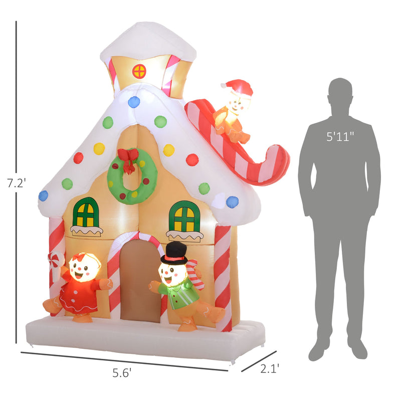 Outsunny 7FT Christmas Inflatable Gingerbread House, Giant Christmas Inflatables, Huge Blow Up Christmas Decorations with Built-in LED Lights for Indoor, Outdoor, Yard, Party, photo 6 of 9