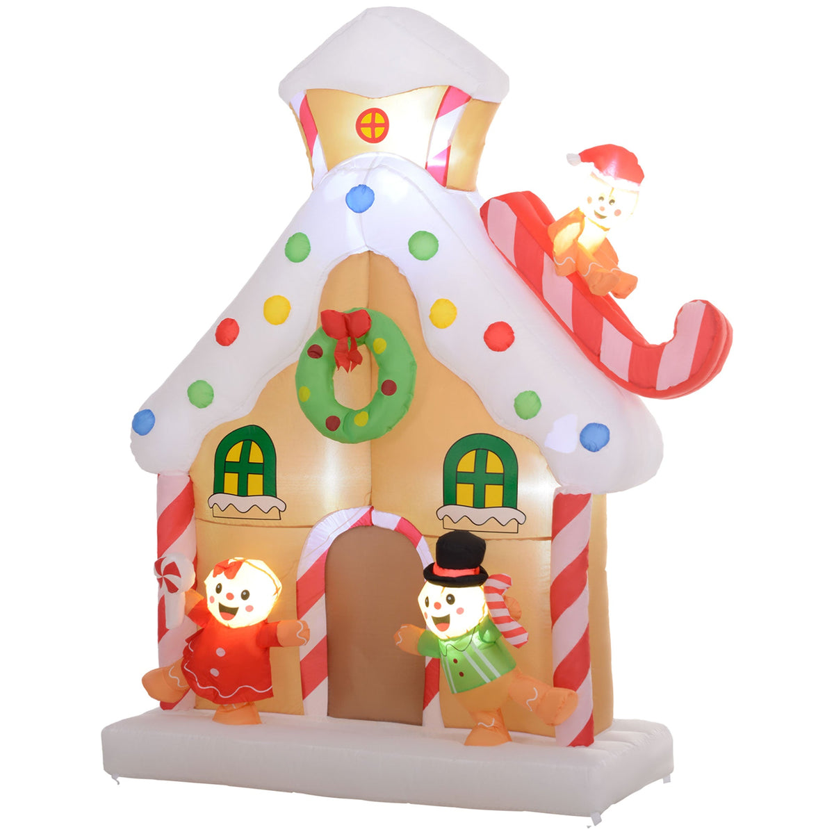 Outsunny 7FT Christmas Inflatable Gingerbread House, Giant Christmas Inflatables, Huge Blow Up Christmas Decorations with Built-in LED Lights for Indoor, Outdoor, Yard, Party, photo 9 of 9