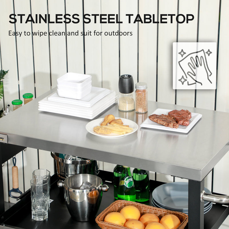 Outsunny Three-Shelf Outdoor Grill Cart with Stainless Steel Tabletop, photo 5 of 9