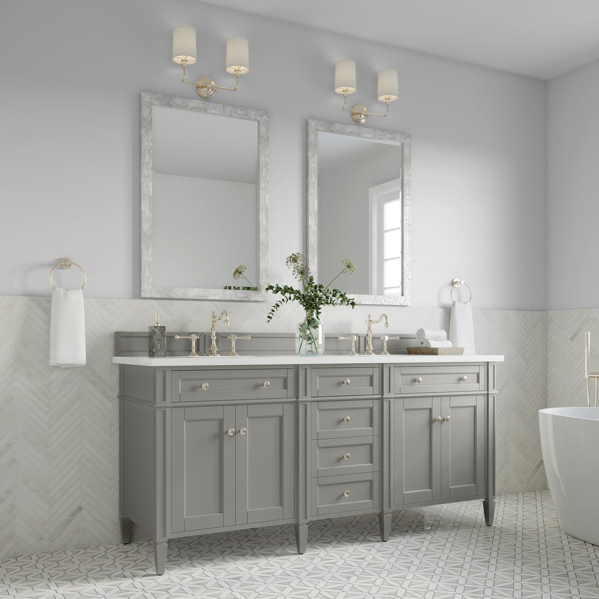James Martin Brittany 72" Double Bathroom Vanity, Urban Gray, view 31
