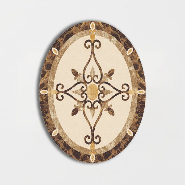 Oval Aluminum Backed Multi Finish Primavera Marble Medallions 3x4