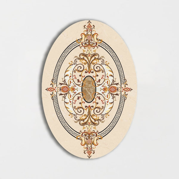 Oval Aluminum Backed Multi Finish Prosperity Marble Medallions 3x5