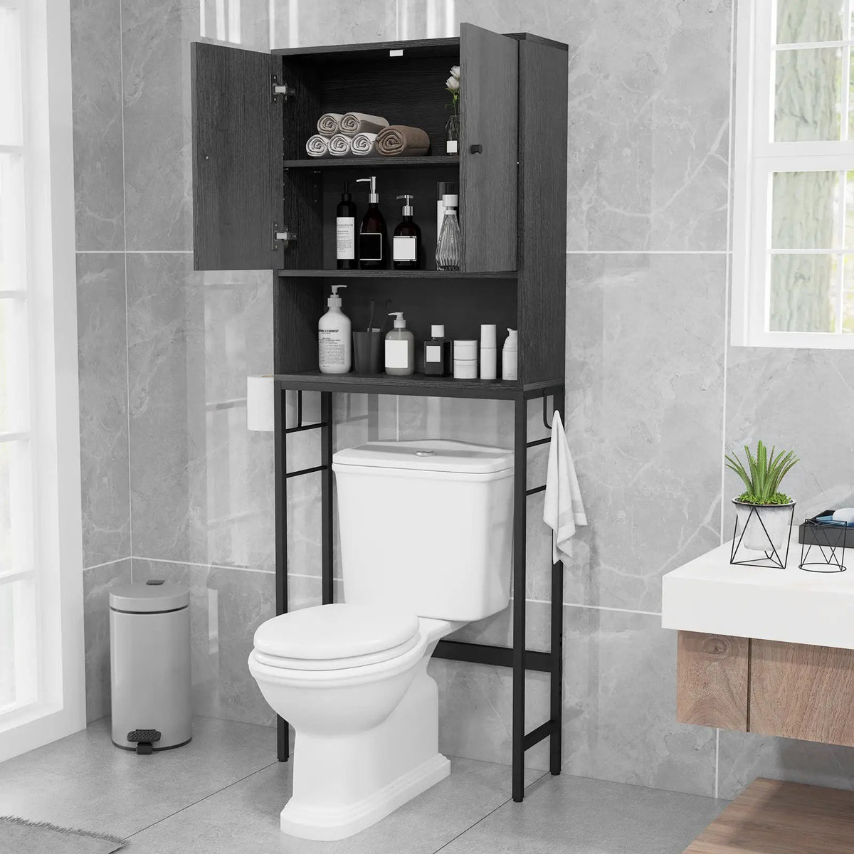 Over The Toilet Storage Cabinet with 2 Doors and Adjustable Shelf by DirectDeals