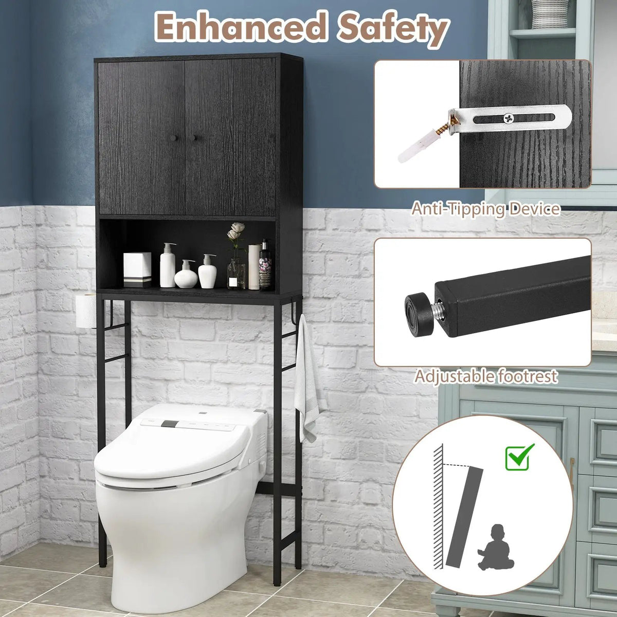 Over The Toilet Storage Cabinet with 2 Doors and Adjustable Shelf by DirectDeals