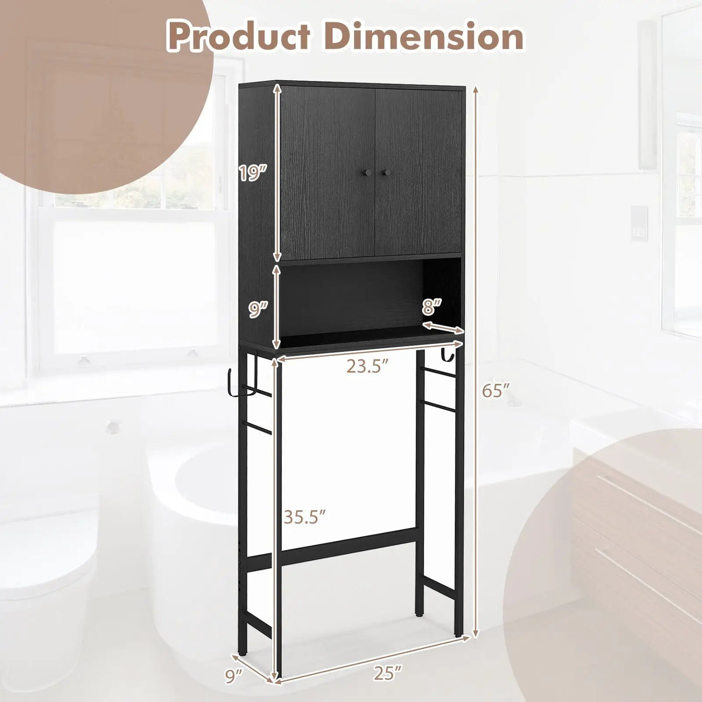 Over The Toilet Storage Cabinet with 2 Doors and Adjustable Shelf by DirectDeals