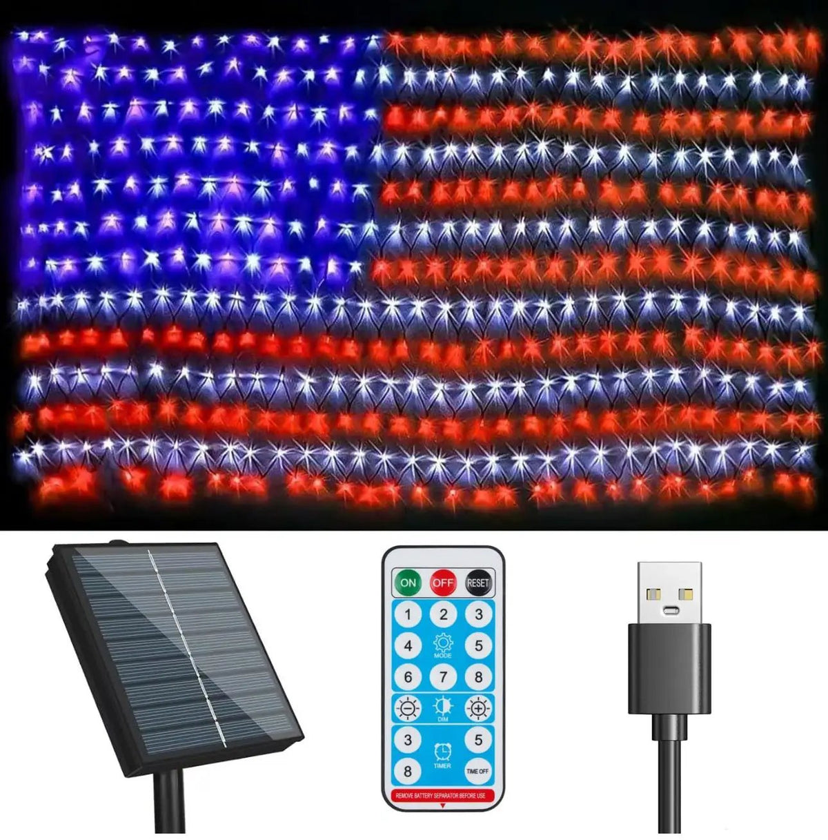 Oversize American Flag Solar Lights 420 Super Bright LEDs 2-in-1 Solar Powered and Plug in Flag Light by Outdoor Solar Outlet