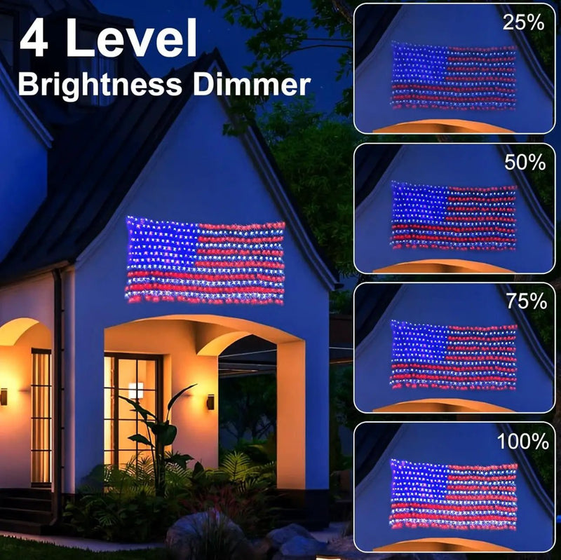 Oversize American Flag Solar Lights 420 Super Bright LEDs 2-in-1 Solar Powered and Plug in Flag Light by Outdoor Solar Outlet