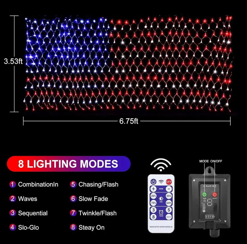 Oversize American Flag Solar Lights 420 Super Bright LEDs 2-in-1 Solar Powered and Plug in Flag Light by Outdoor Solar Outlet