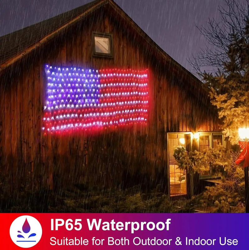 Oversize American Flag Solar Lights 420 Super Bright LEDs 2-in-1 Solar Powered and Plug in Flag Light by Outdoor Solar Outlet