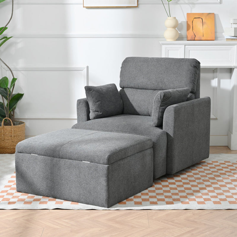 Oversized Accent Chair with Storage Ottoman, Dark Gray Velvet, photo 10 of 10