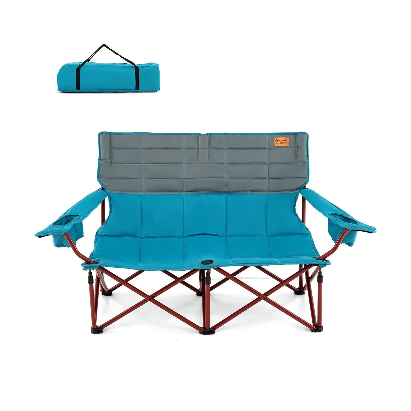 Oversized Camping Chair Folding Loveseat Camping Couch with Cup Holders & Thick Padding by DirectDeals