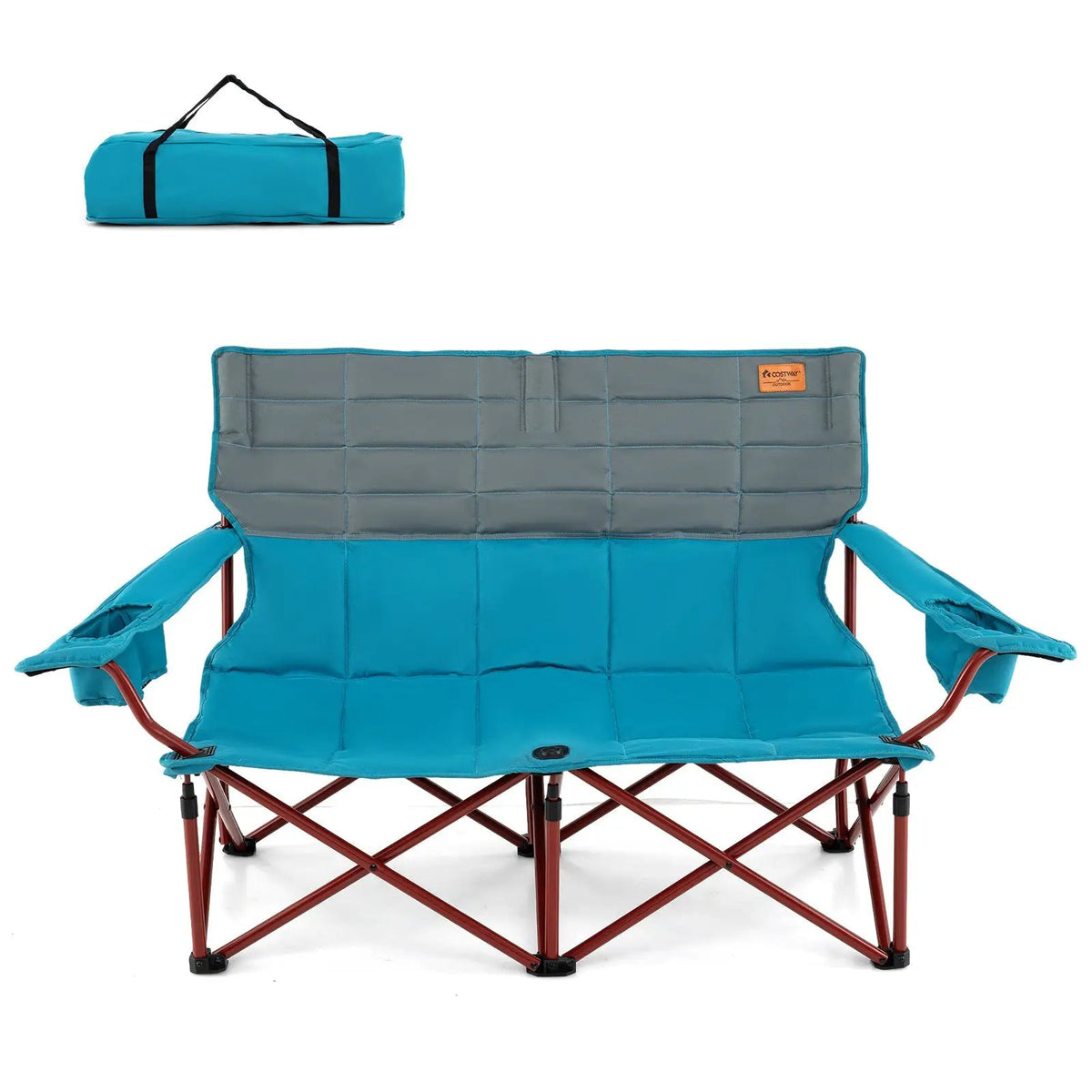Oversized Camping Chair Folding Loveseat Camping Couch with Cup Holders & Thick Padding by DirectDeals