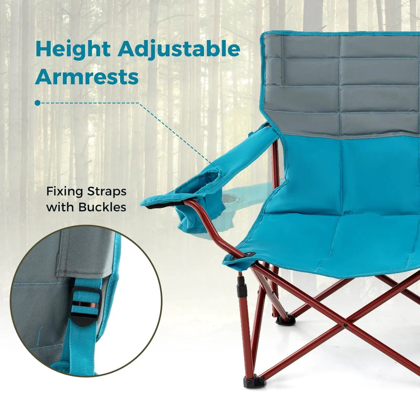 Oversized Camping Chair Folding Loveseat Camping Couch with Cup Holders & Thick Padding by DirectDeals