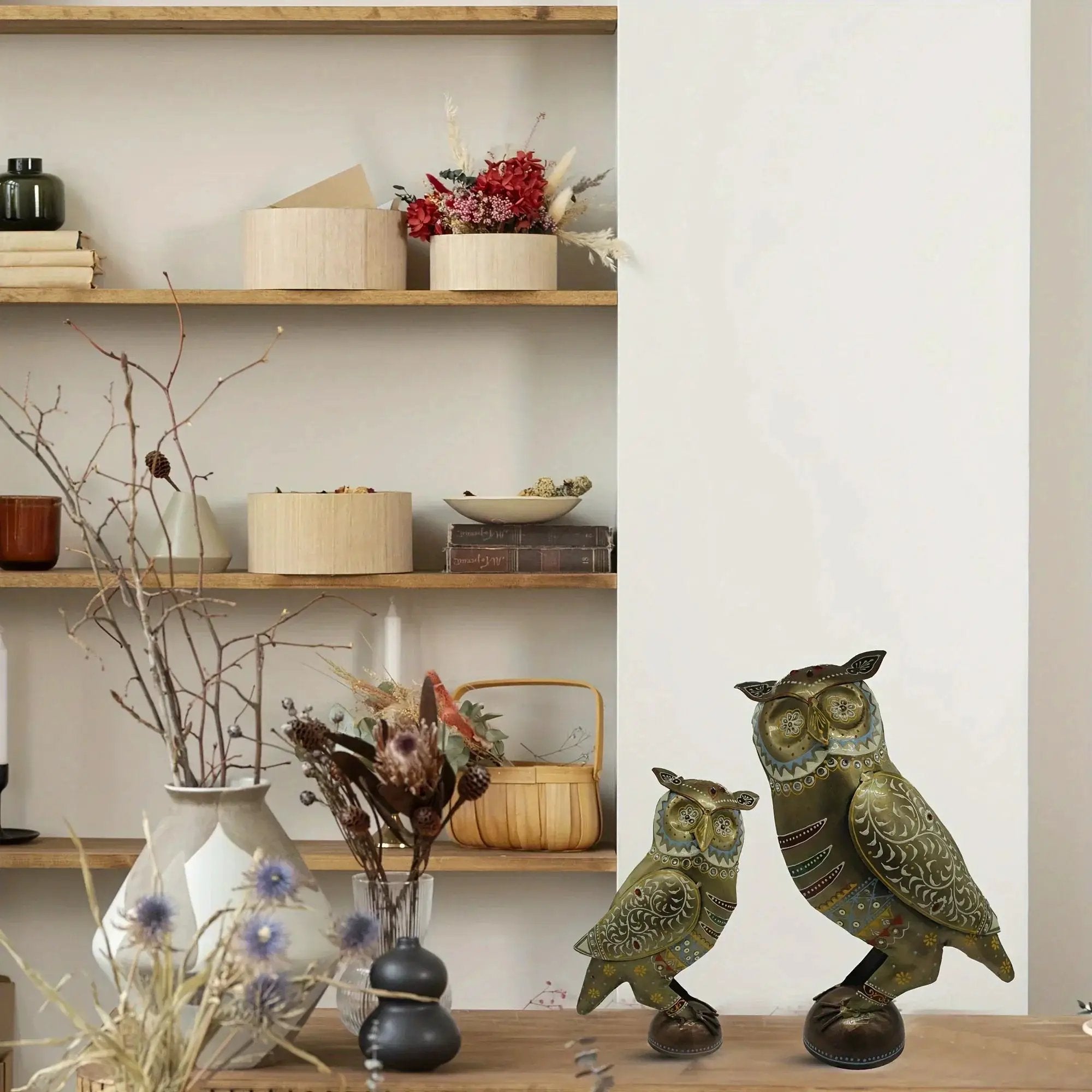 Owl Statue - Decorative Metal Gold Miniature by House Of Avana