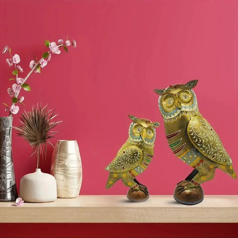 Owl Statue - Decorative Metal Gold Miniature by House Of Avana