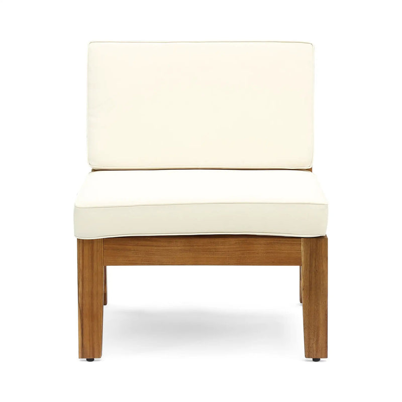 Grenada 8 Seater Acacia Wood Sectional Sofa Set, Teak+Beige by HouseOfZazla