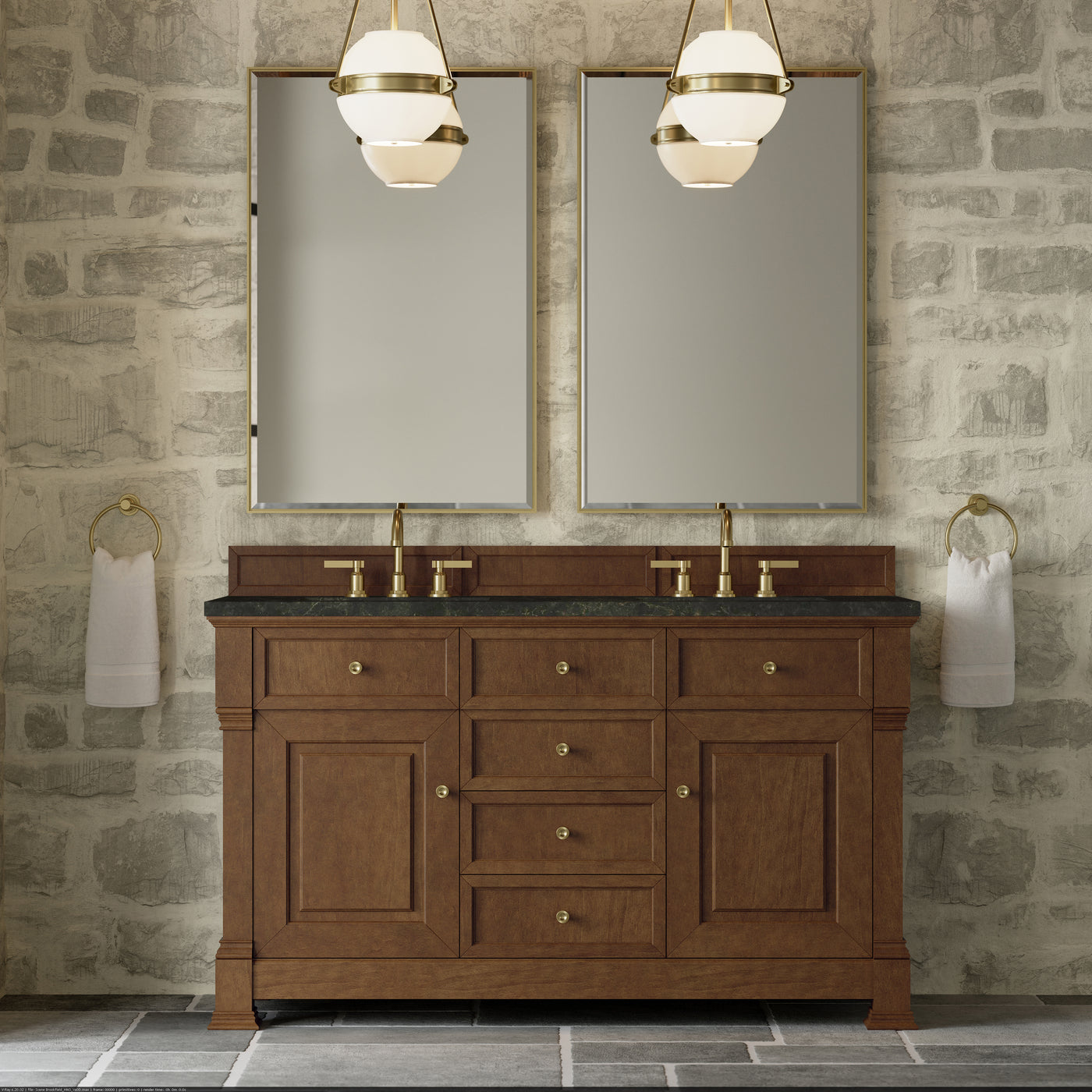 James Martin Brookfield 60" Double Bathroom Vanity, Honey Oak by James Martin