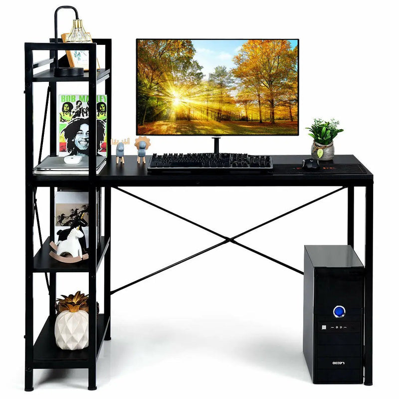 47.5 Inch Writing Study Computer Desk with 4-Tier Shelves by DirectDeals