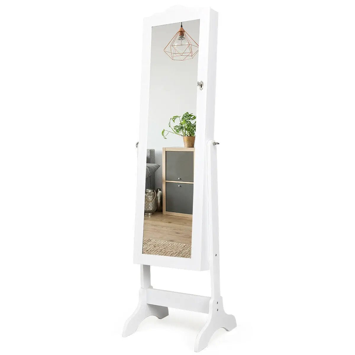 Mirrored Lockable Jewelry Cabinet Armoire Organizer Storage Box by DirectDeals