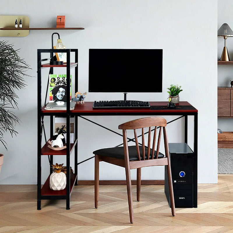 47.5 Inch Writing Study Computer Desk with 4-Tier Shelves by DirectDeals