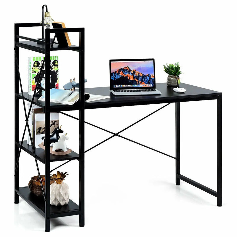 47.5 Inch Writing Study Computer Desk with 4-Tier Shelves by DirectDeals