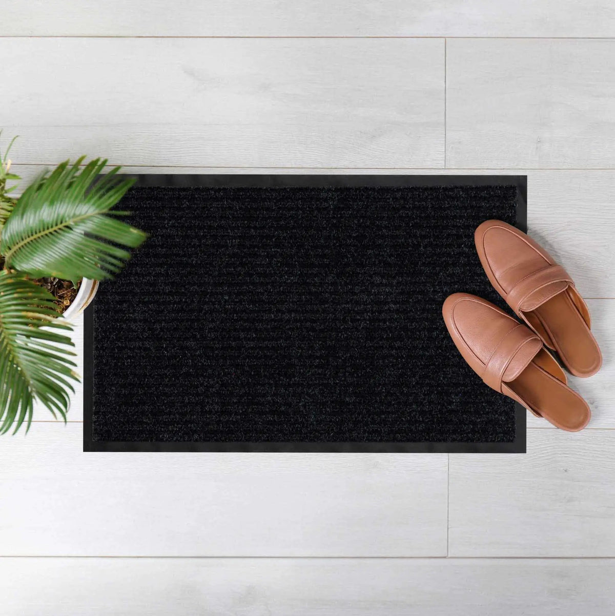 Basic Outdoor Mat, Black by Hauteloom