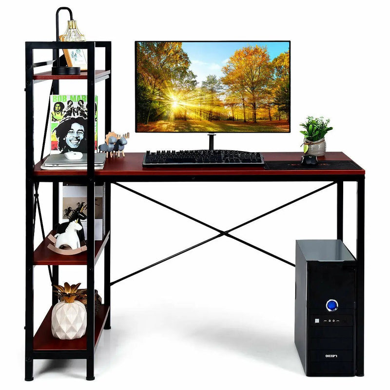 47.5 Inch Writing Study Computer Desk with 4-Tier Shelves by DirectDeals