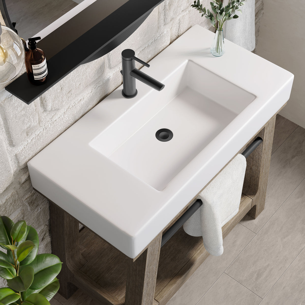 James Martin Auburn 36" Single Console Vanity, Weathered Timber, view 9