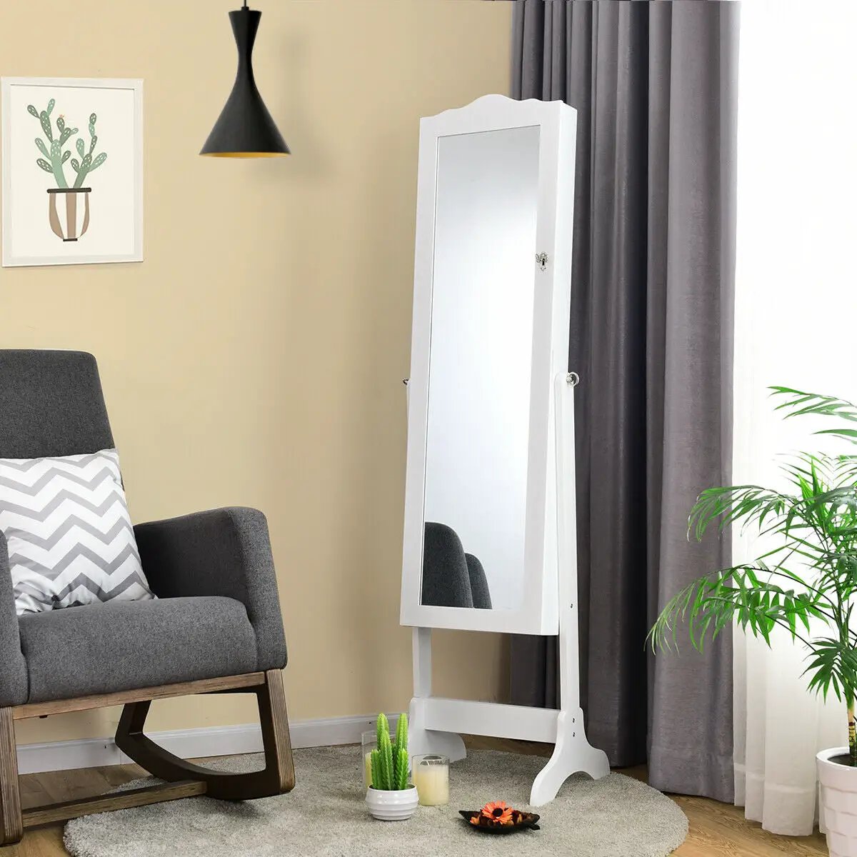 Mirrored Lockable Jewelry Cabinet Armoire Organizer Storage Box by DirectDeals