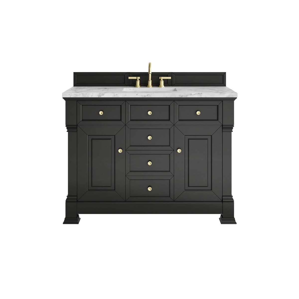 James Martin Brookfield 48" Single Bathroom Vanity, Black Onyx with Carrara White countertop