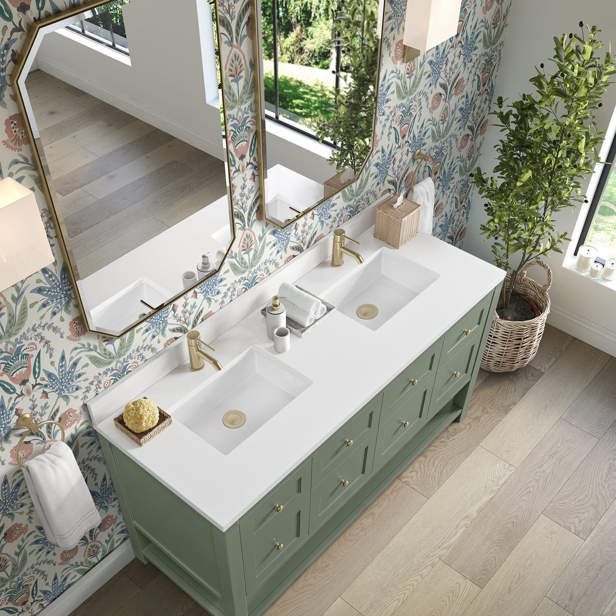 James Martin Breckenridge 60" Double Bathroom Vanity, Smokey Celadon, view 30