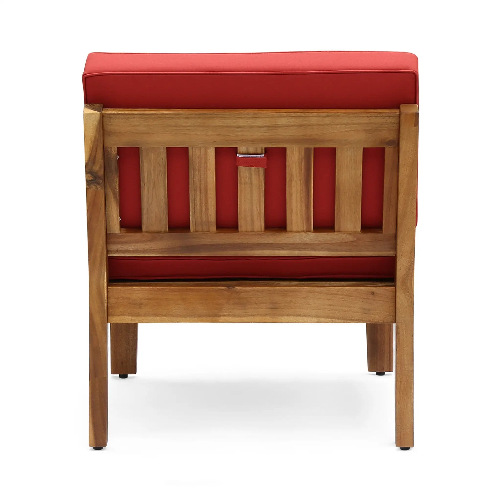 Grenada 5 Seater Acacia Wood Sectional Armless Sofa Set, Teak + Red by HouseOfZazla