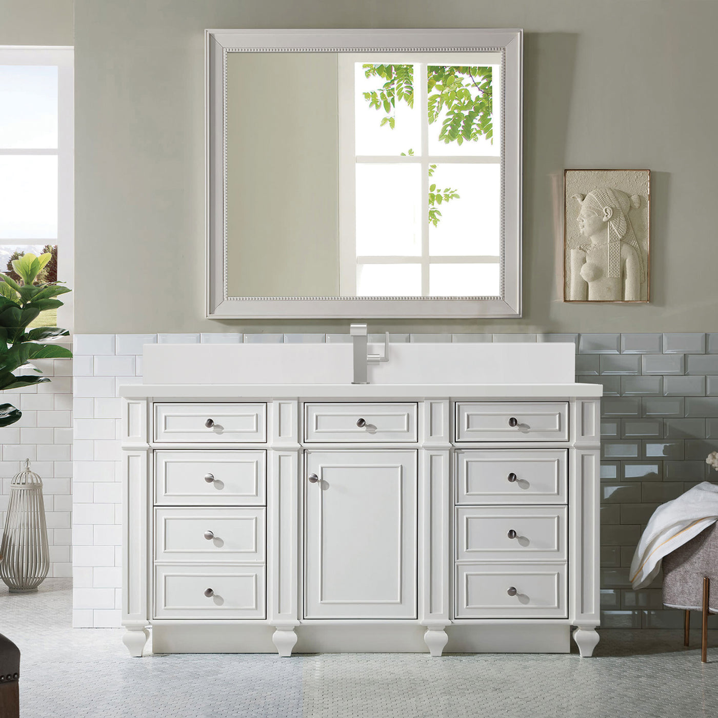 James Martin Bristol 60" Single Bathroom Vanity, Bright White by James Martin