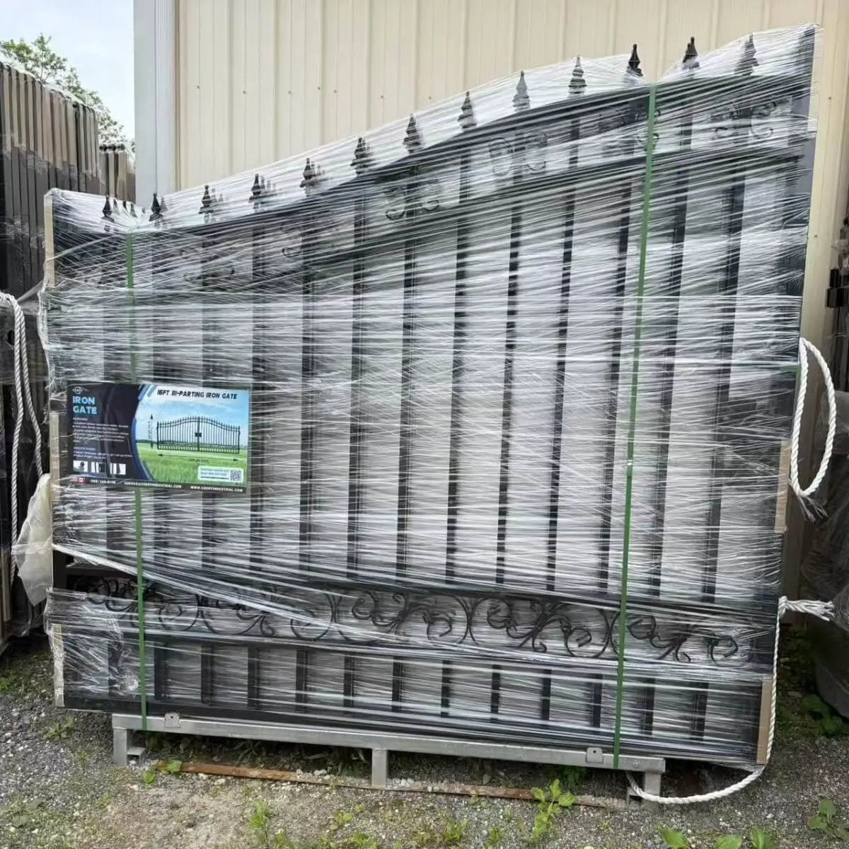 16x8 ft Steel Dual Swing Driveway Gate by Chery Industrial