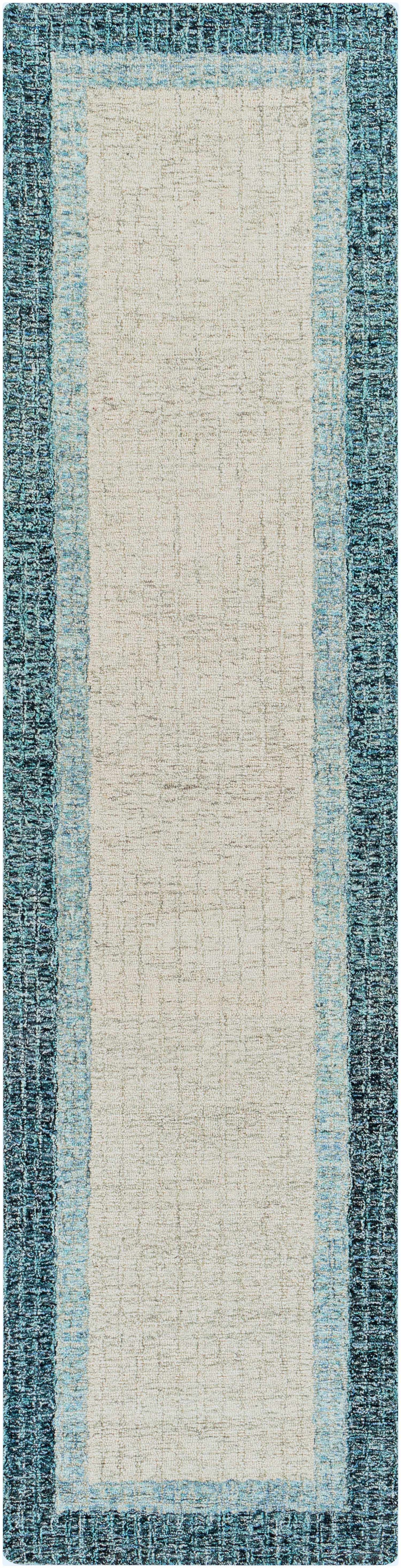 Padada Green Bordered Cream Wool Rug by Boutique Rugs