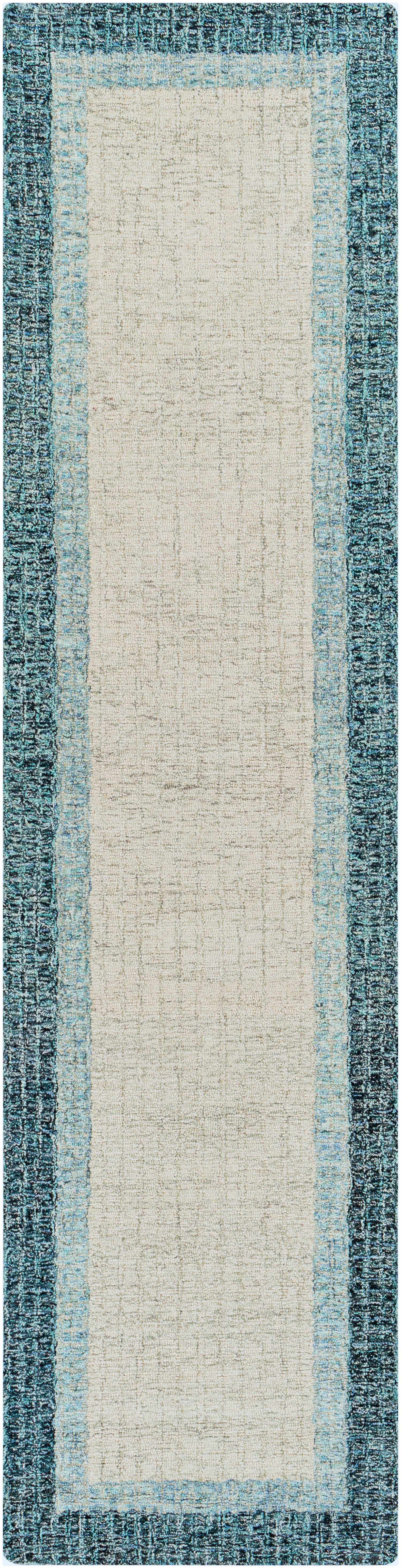 Padada Green Bordered Cream Wool Rug by Boutique Rugs