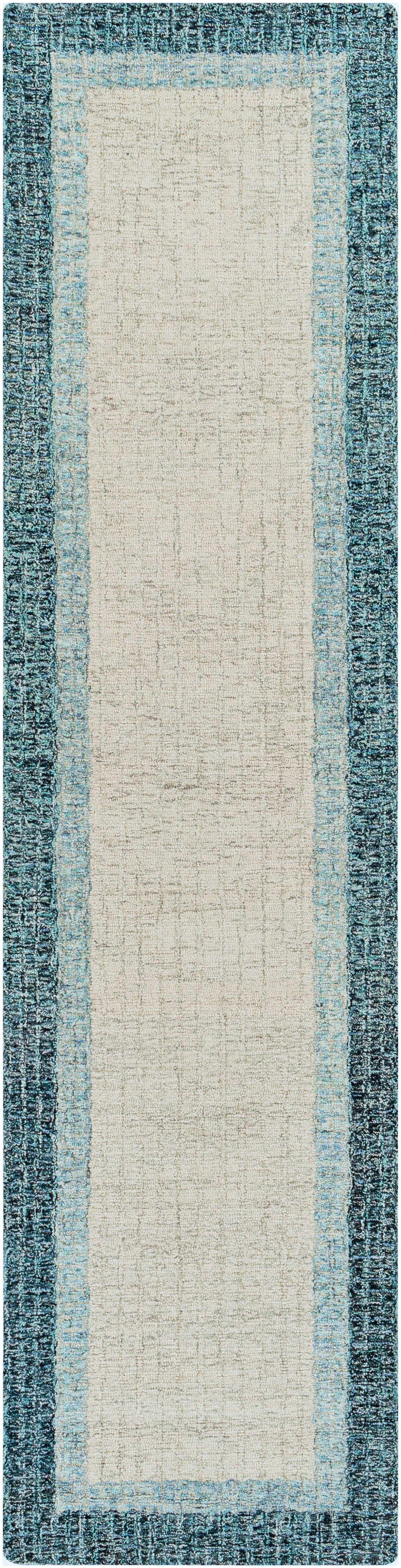 Padada Green Bordered Cream Wool Rug by Boutique Rugs