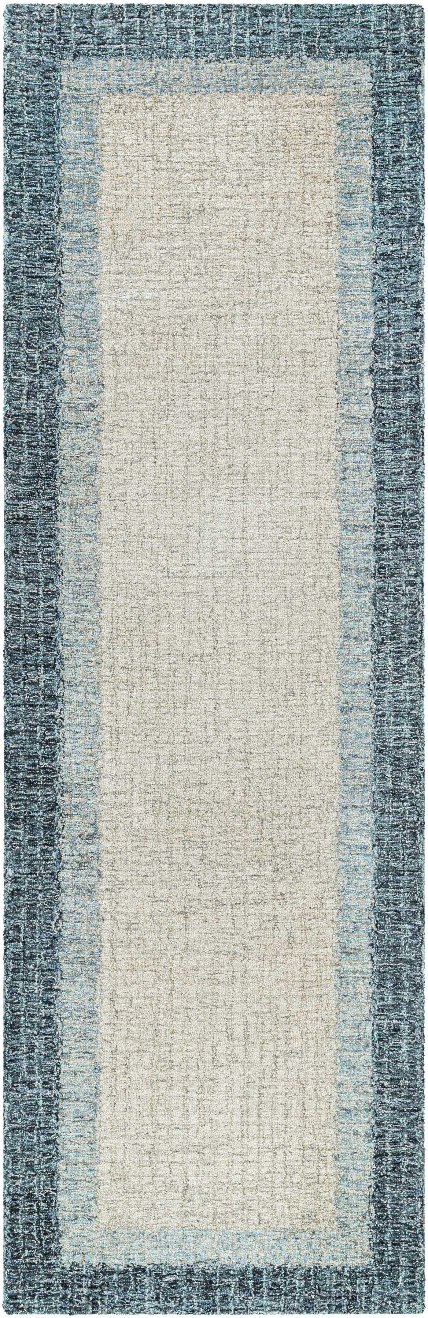 Padada Green Bordered Cream Wool Rug by Boutique Rugs