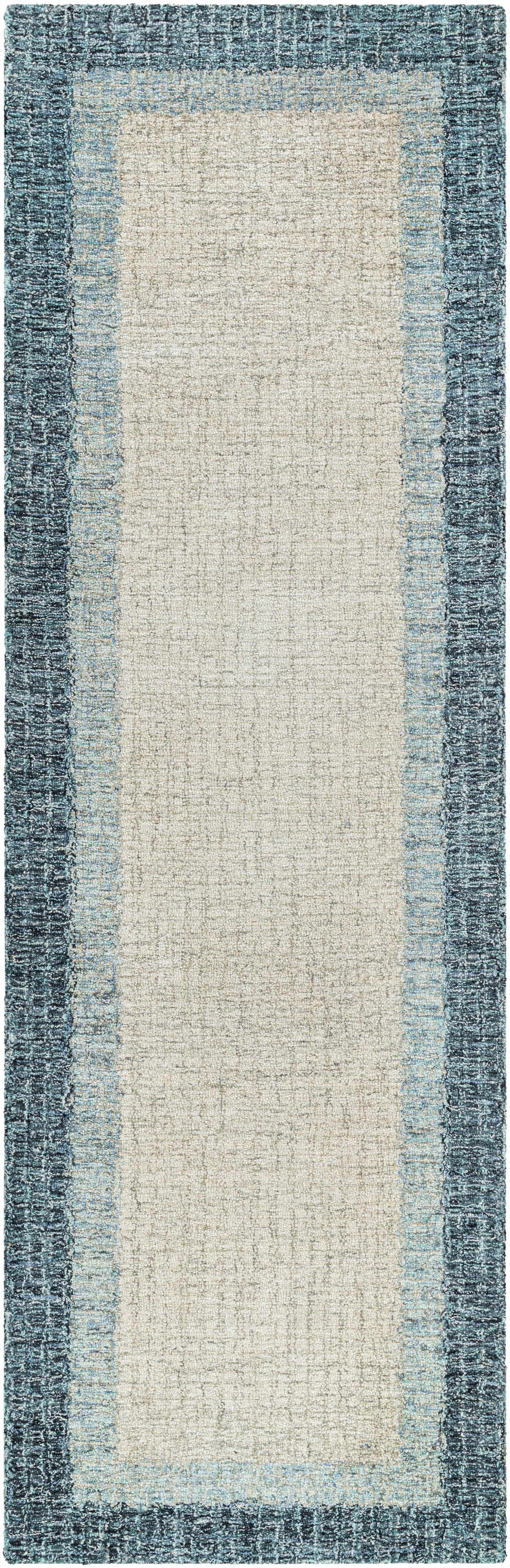 Padada Green Bordered Cream Wool Rug by Boutique Rugs