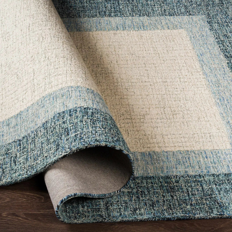 Padada Green Bordered Cream Wool Rug by Boutique Rugs