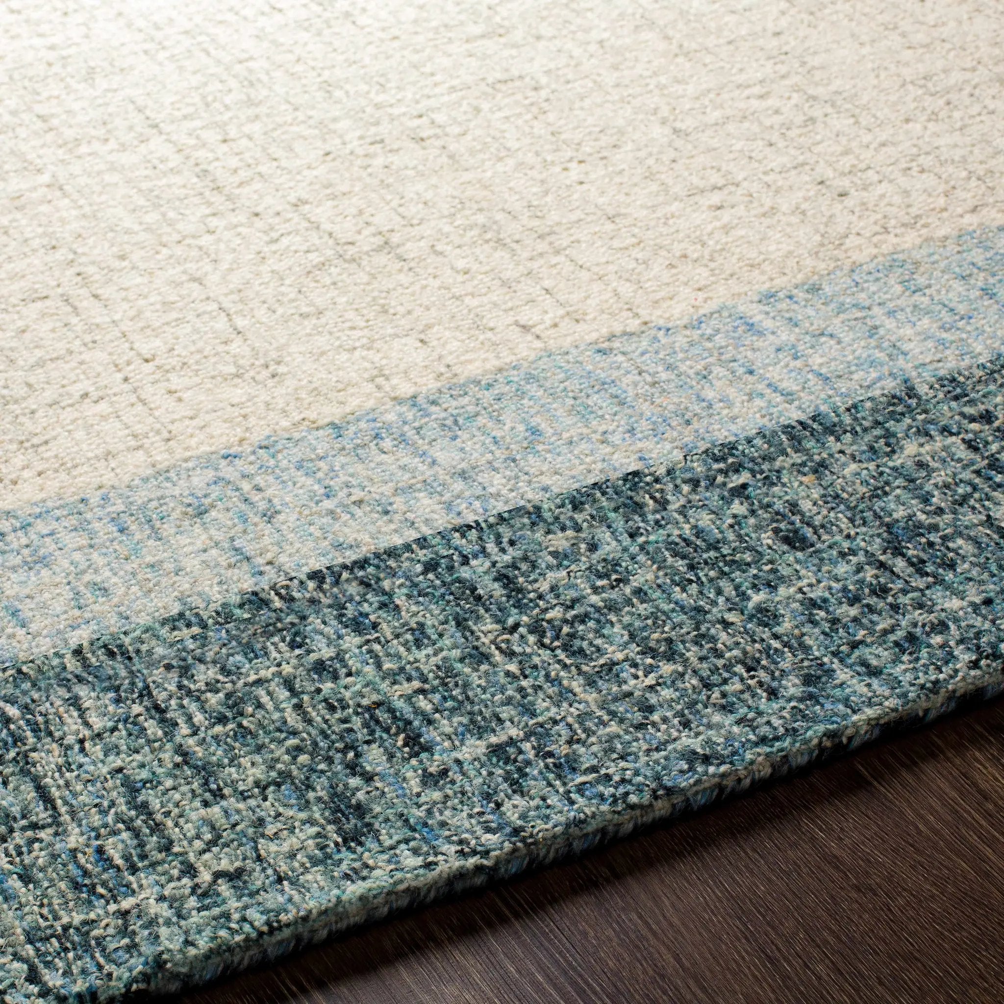 Padada Green Bordered Cream Wool Rug by Boutique Rugs