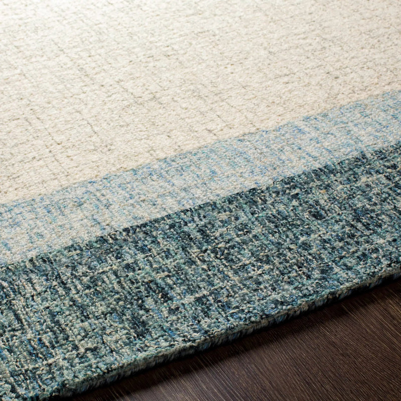 Padada Green Bordered Cream Wool Rug by Boutique Rugs